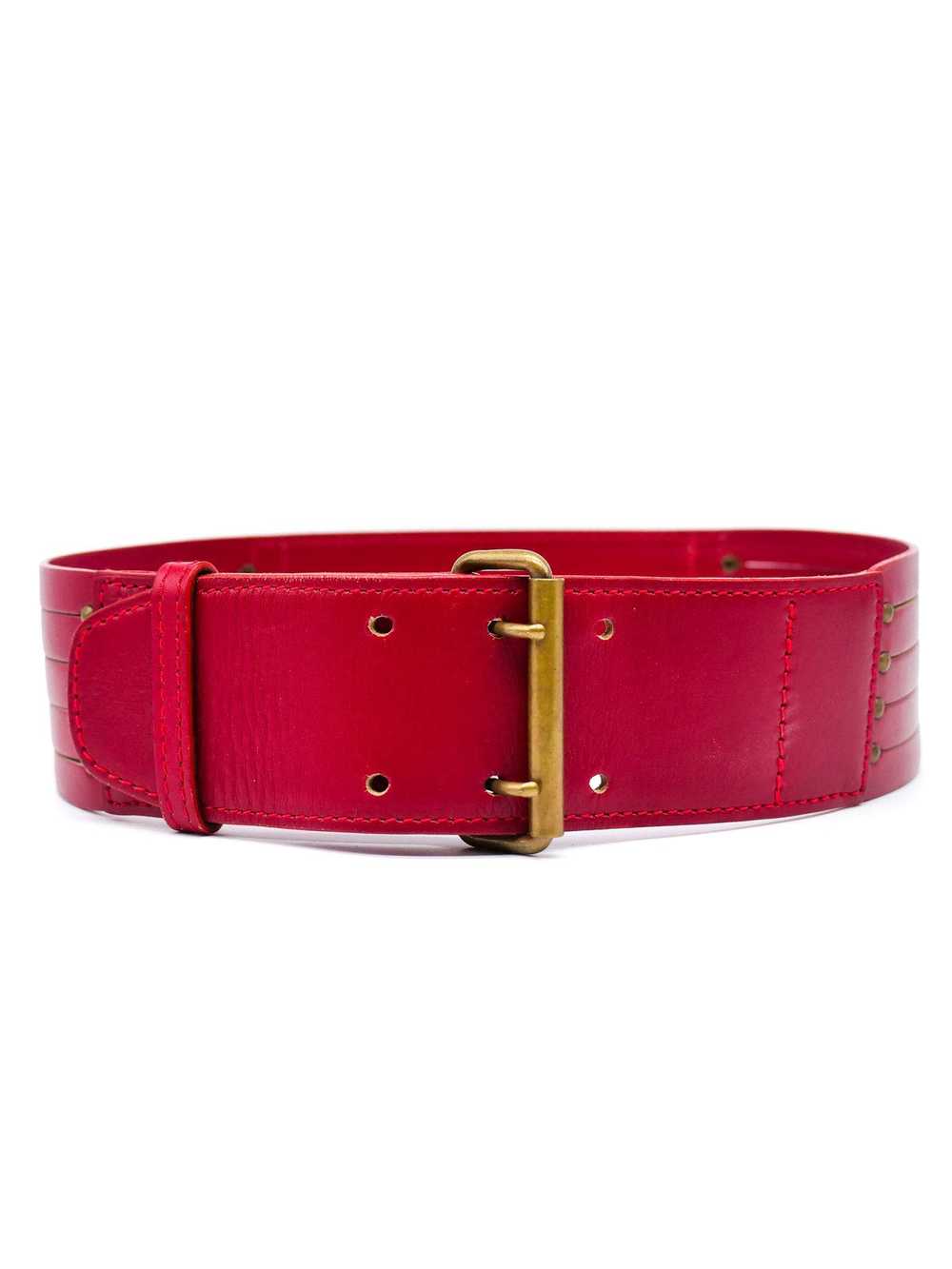 Alaia Perforated Red Leather Belt - image 2