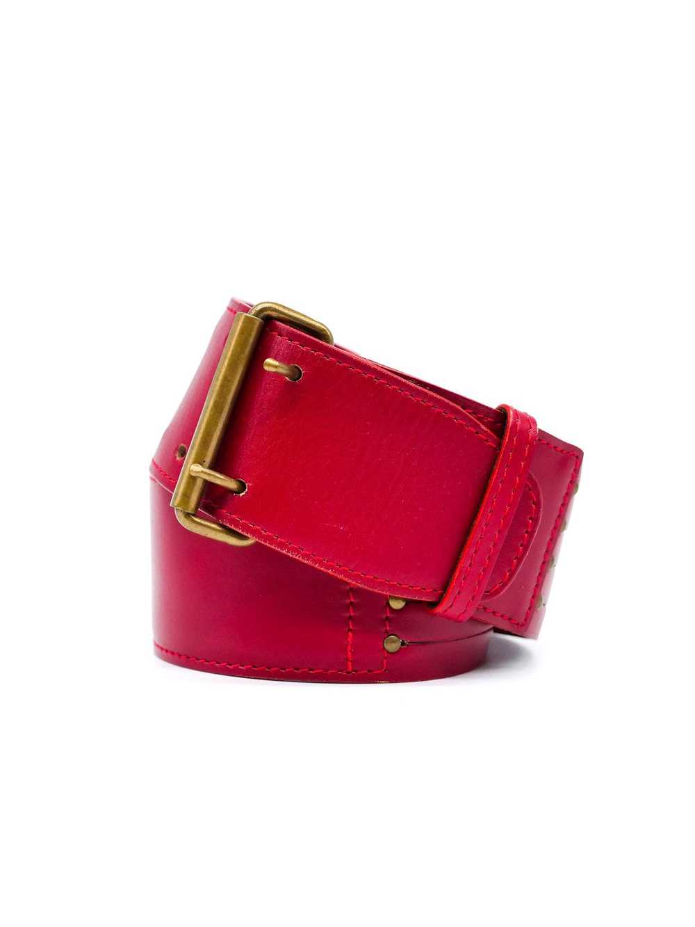Alaia Perforated Red Leather Belt - image 3