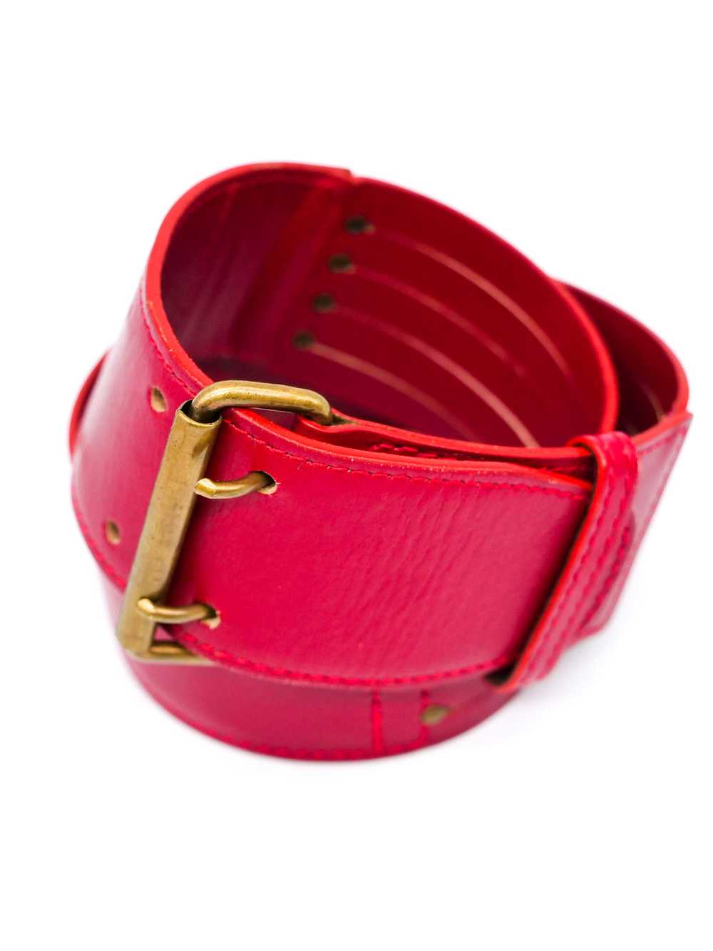 Alaia Perforated Red Leather Belt - image 4