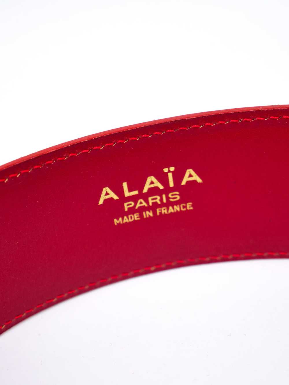 Alaia Perforated Red Leather Belt - image 5