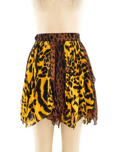 Gianni Versace Animal Printed Silk Skirt
