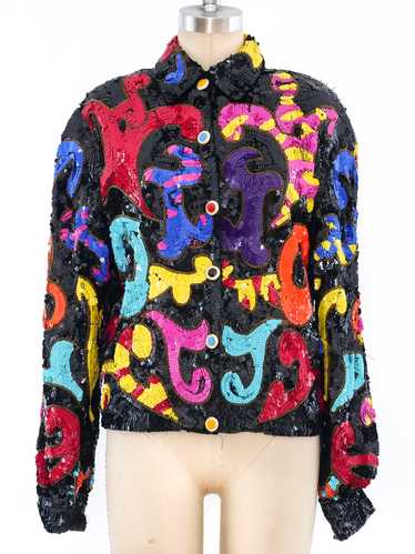 Sequin Embellished Silk Jacket