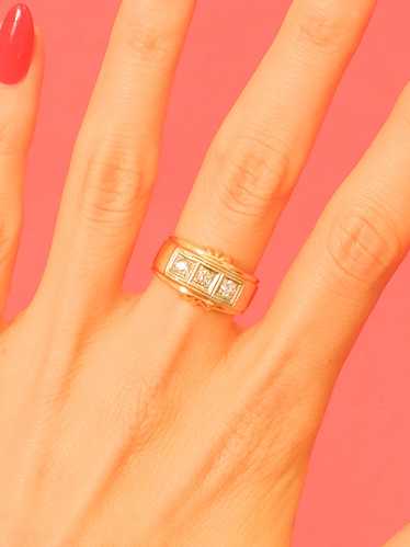 Three Stone Diamond 14k Gypsy Ring