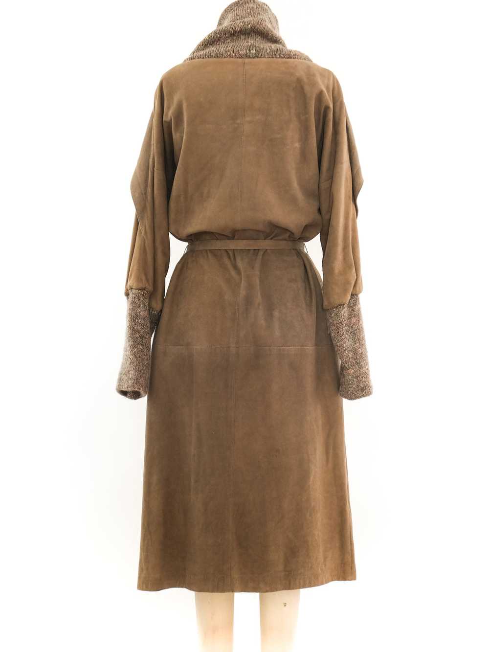 1980's Knit Trimmed Suede Dress - image 3