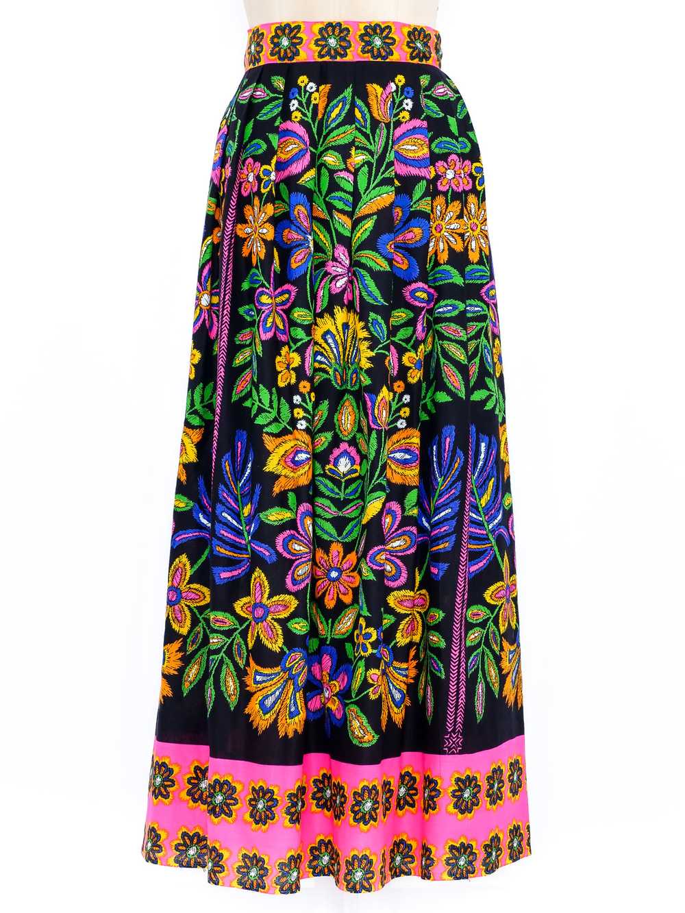 Psychedelic Floral Printed Skirt - image 1