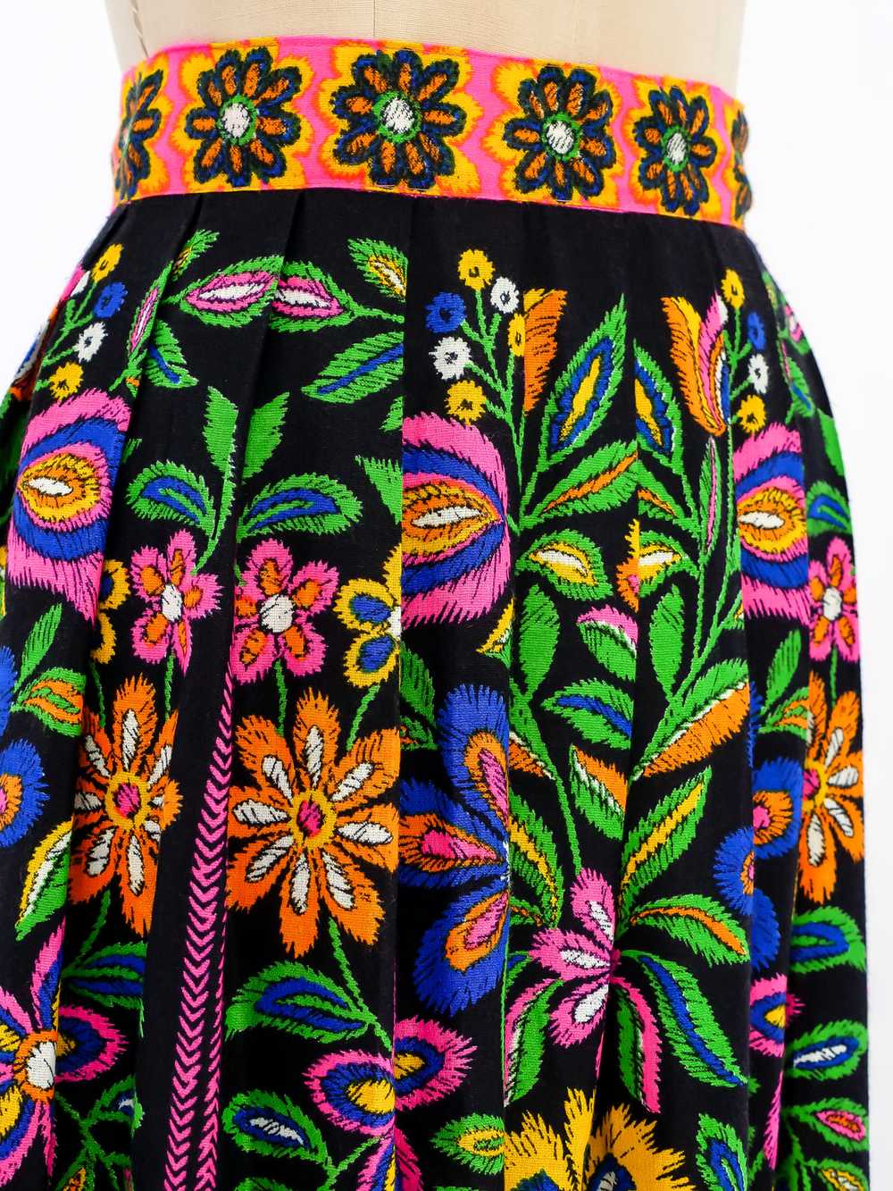 Psychedelic Floral Printed Skirt - image 2