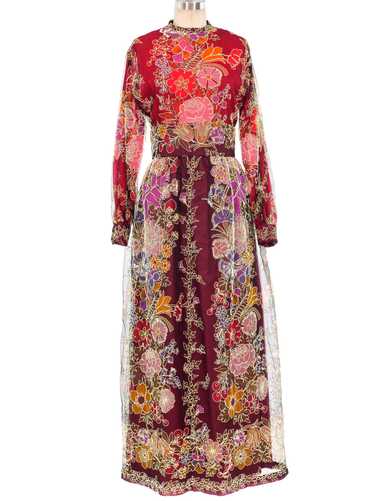 Donald Brooks Floral Embroidered Net Dress