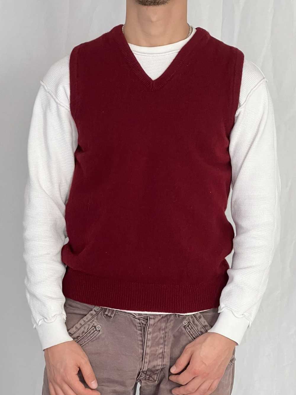 Golf Wang × Vintage VTG Wool Burgundy Sweater Vest - image 1