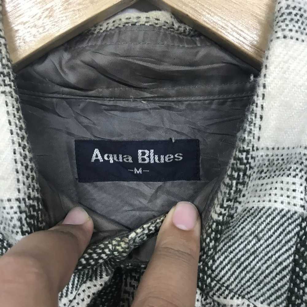 Designer × Flannel Aqua Blue Flannel Button Up Sh… - image 4