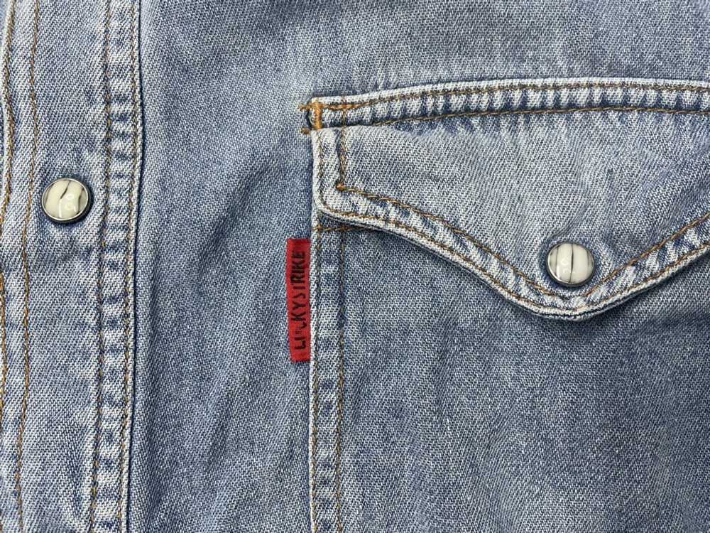 Denim Jacket × Vintage Vtg Lucky Strike Button Up… - image 6