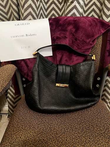 Gucci Guccissima Black Leather Hobo Bag -