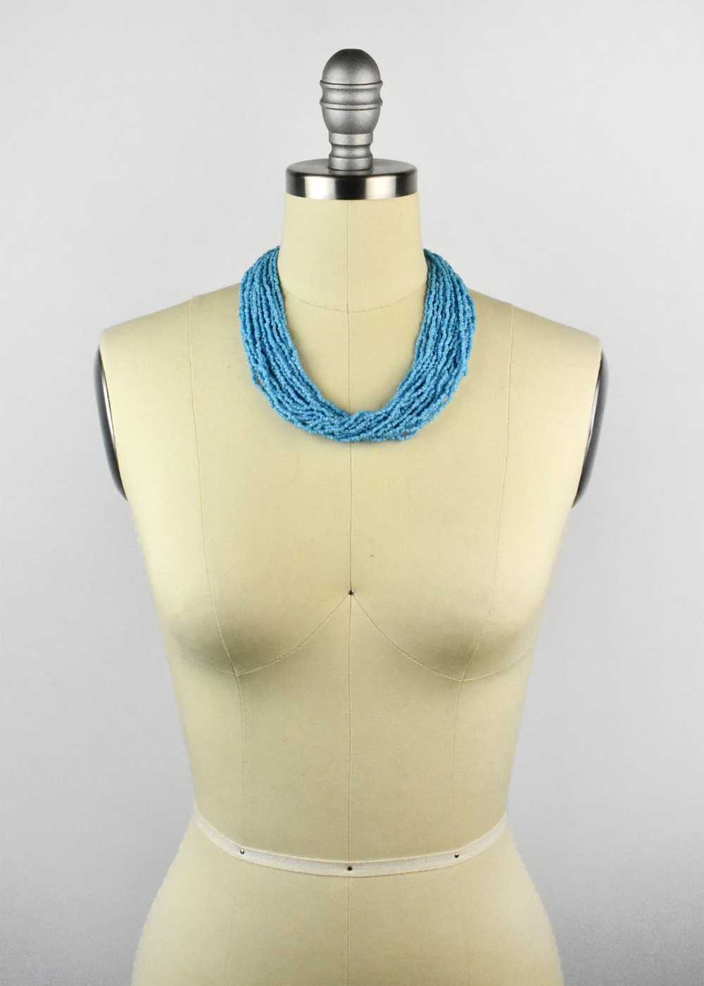 Seed Bead Multi-strand Turquoise Necklace - image 2