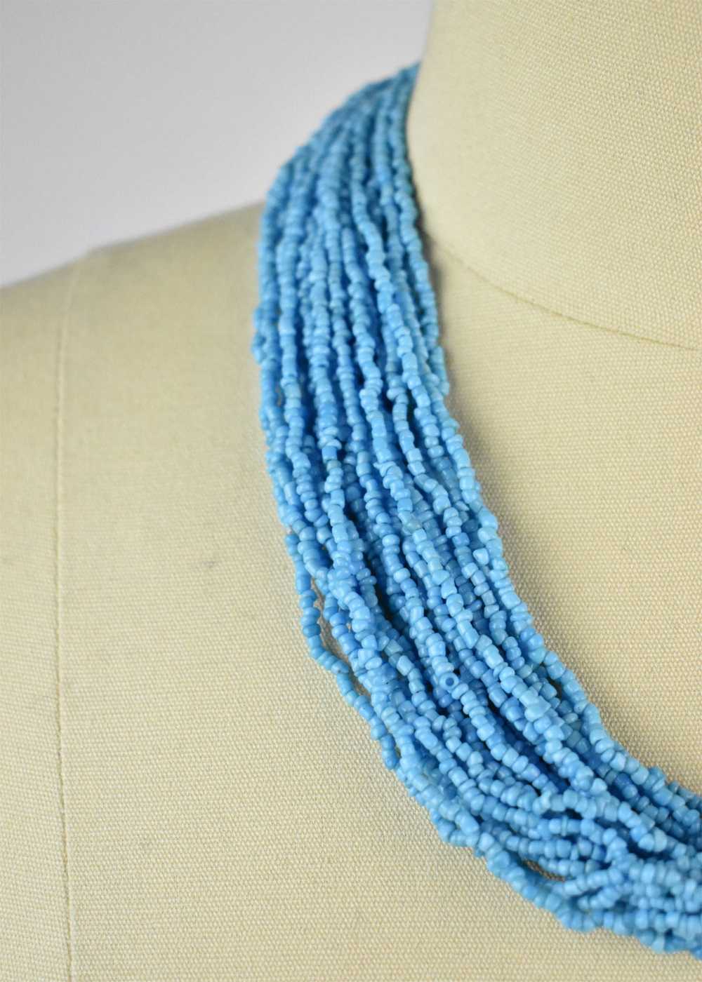 Seed Bead Multi-strand Turquoise Necklace - image 4