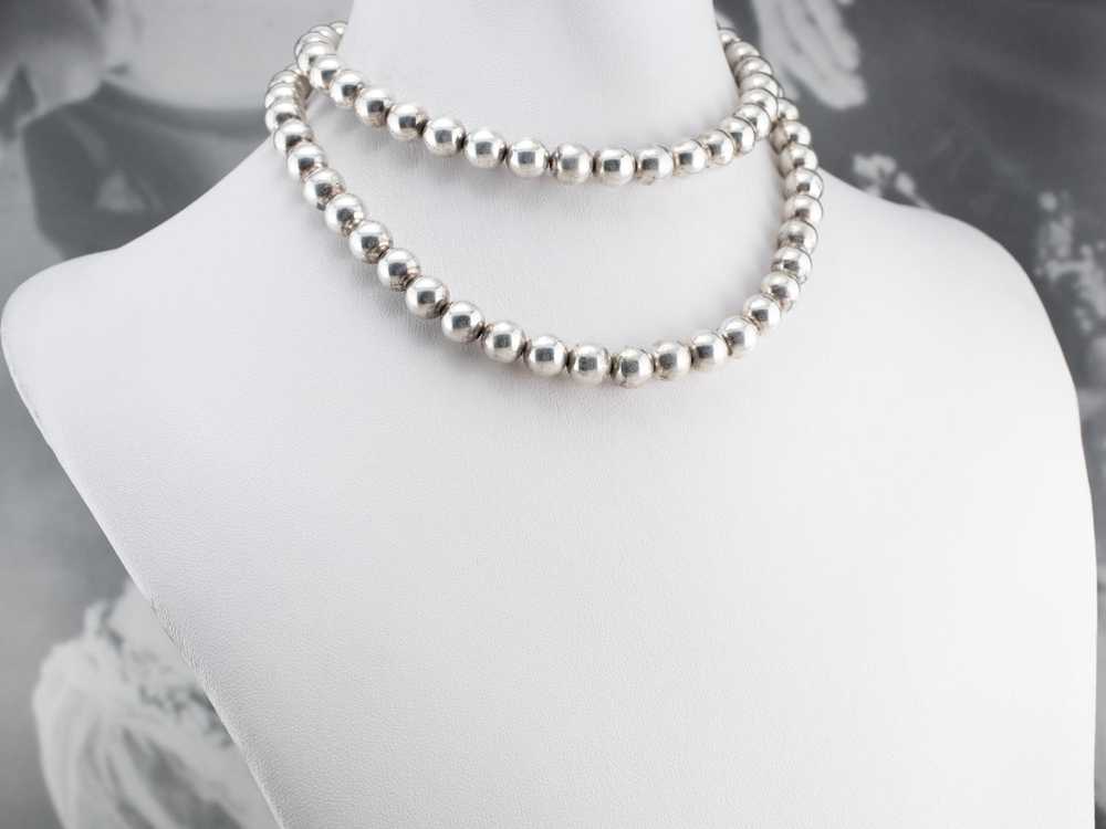 Sterling Silver Beaded Ball Necklace - image 10