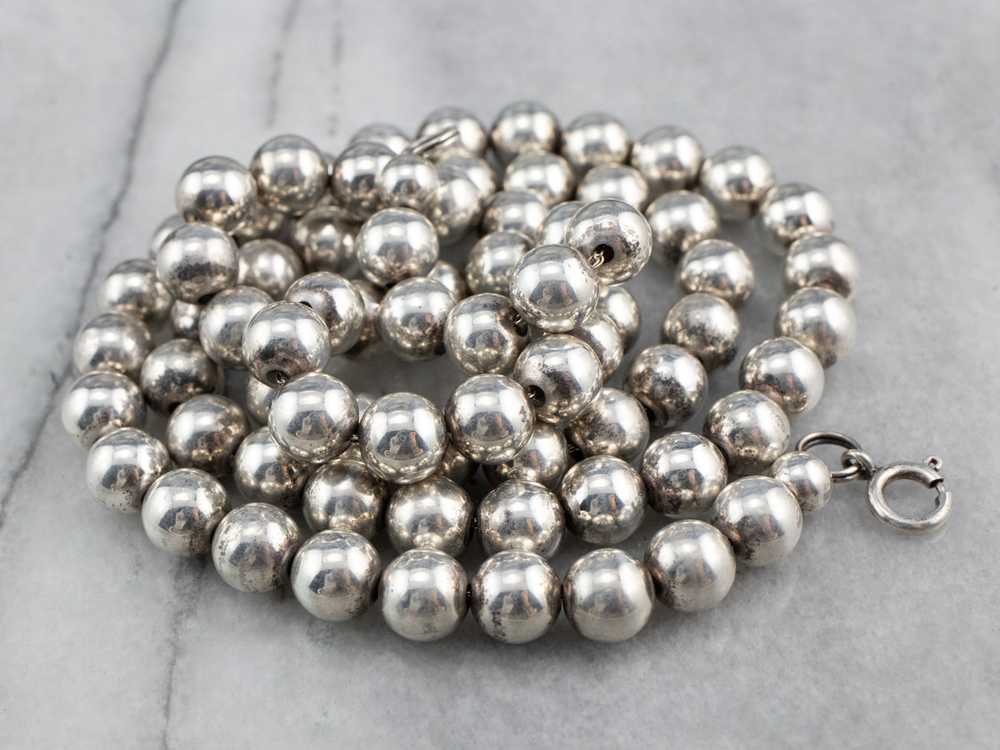 Sterling Silver Beaded Ball Necklace - image 1