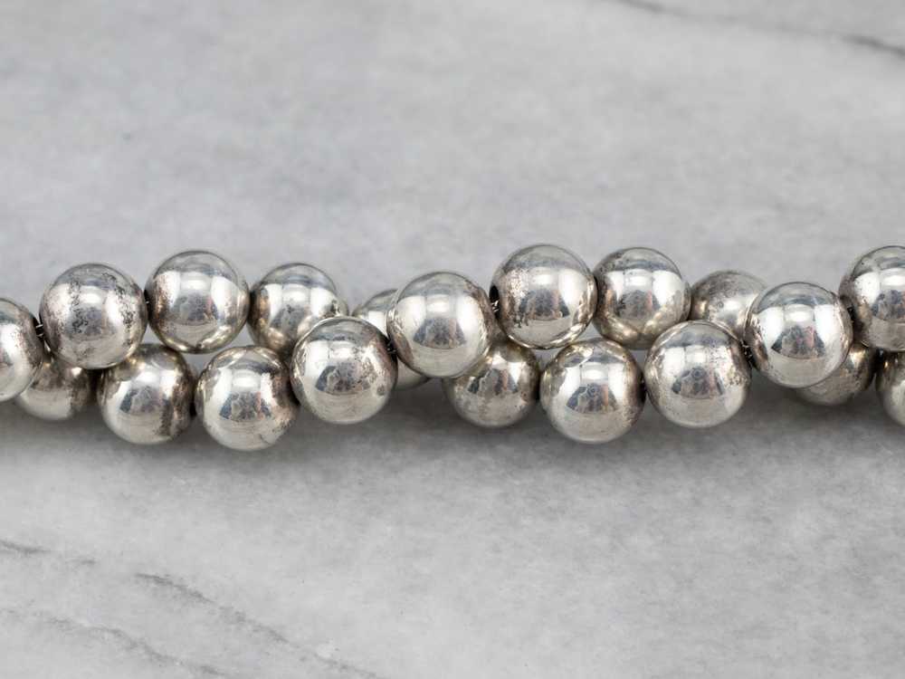 Sterling Silver Beaded Ball Necklace - image 2