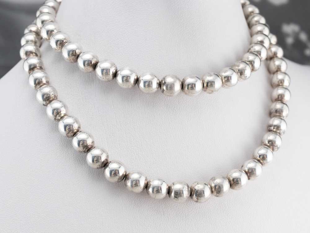 Sterling Silver Beaded Ball Necklace - image 9