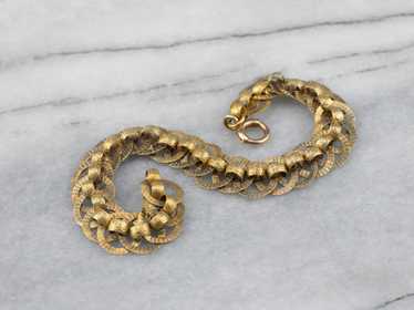 Victorian Gold Textured Chain Link Bracelet - image 1