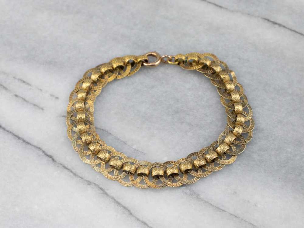 Victorian Gold Textured Chain Link Bracelet - image 3