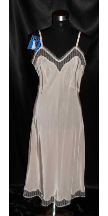 Vintage 1950s White Nylon Tall Slip with Lace Trim, 38 inch bust