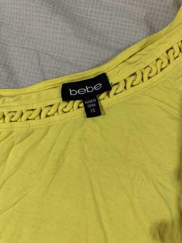 Designer BEBE Yellow One Sleeve Fitted Top