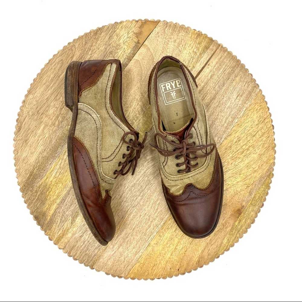 Frye Frye Harvey Canvas Oxfords Leather Wing Tips - image 1