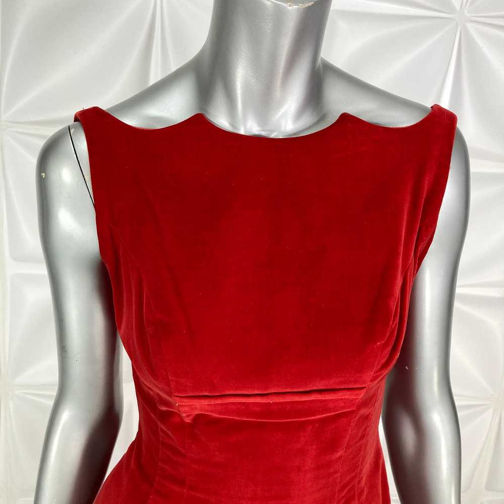 Vintage 50s DRESS velvet cotton scalloped necklin… - image 2