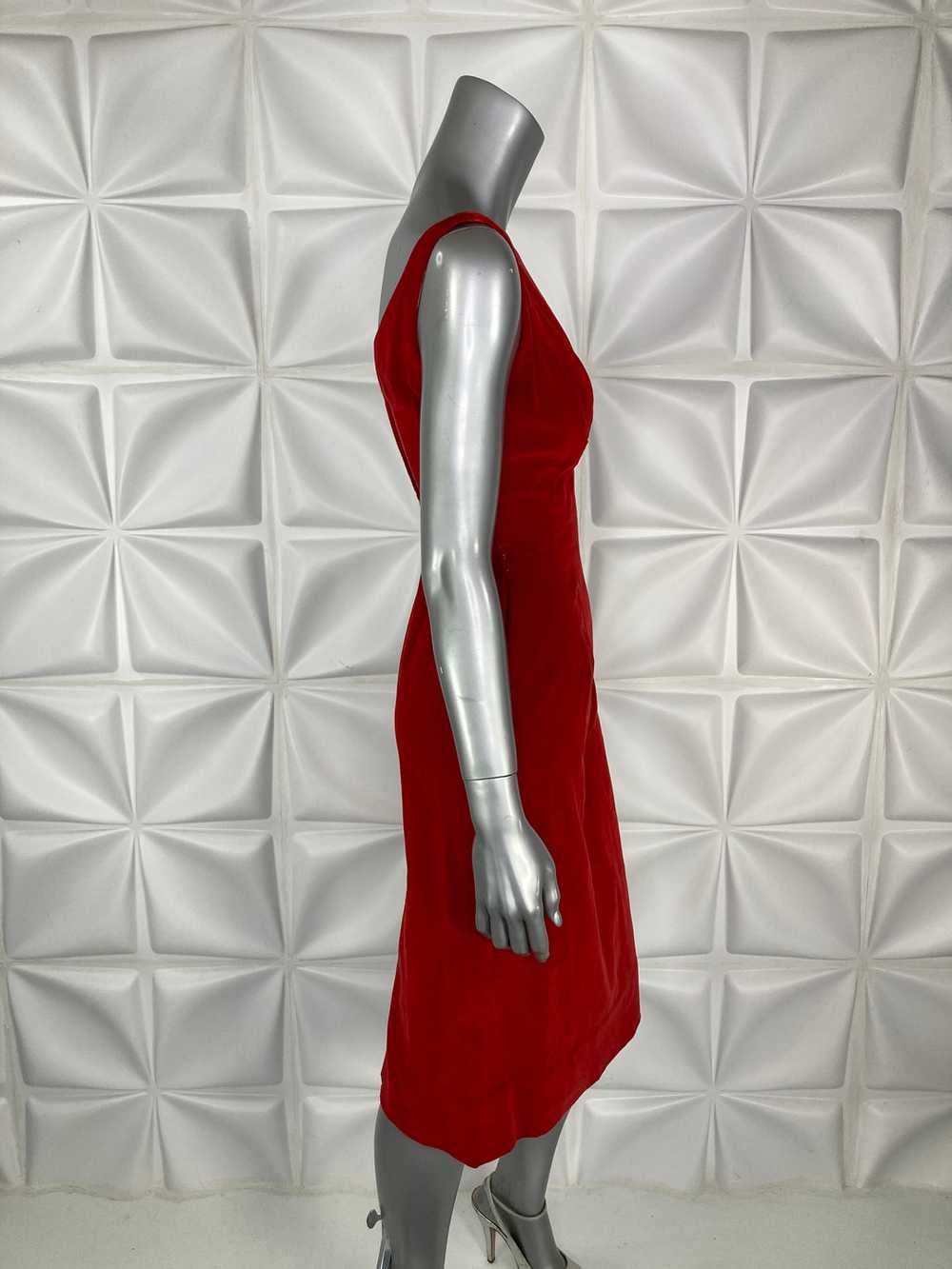 Vintage 50s DRESS velvet cotton scalloped necklin… - image 5