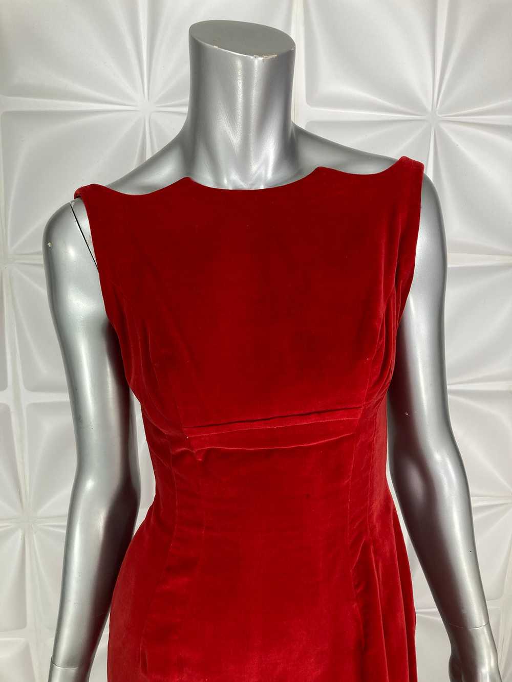 Vintage 50s DRESS velvet cotton scalloped necklin… - image 6
