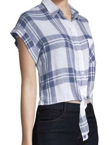 Rails short sleeve collared button down linen ble… - image 1