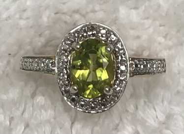 Oval Shaped Peridot Gold Over Sterling Silver Ring - image 1