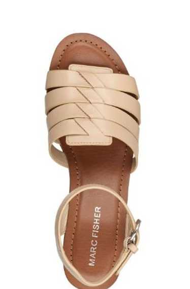 Marc Fisher Woven Leather Wedges with Ankle Strap 