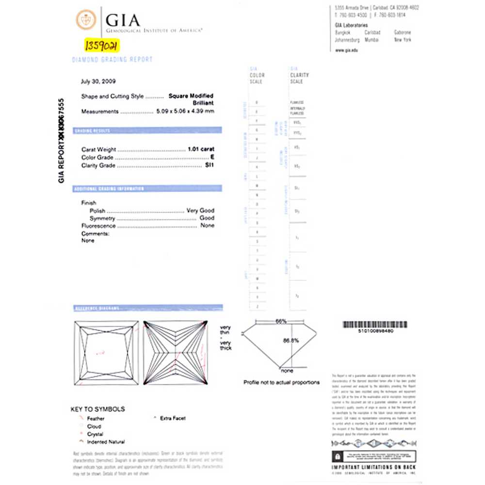 GIA certified square diamond 1.01 cts (E Color, S… - image 5