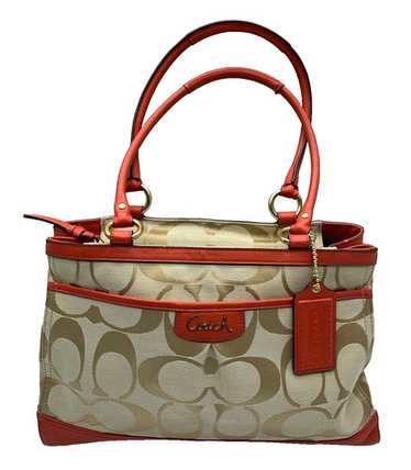 COACHベージュ/オレンジ COACH Beige Orange Leather Handbag K1220-F19725 Purse… - Gem
