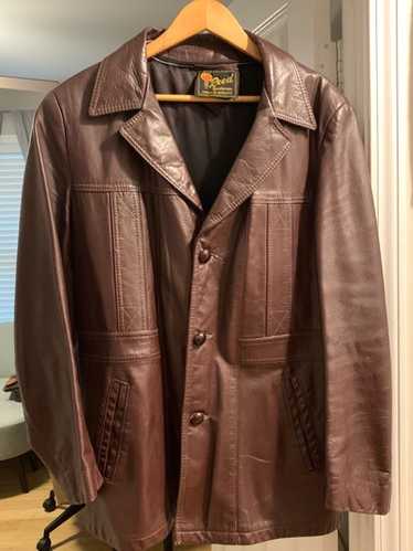 ▪️70’s【REED】 LEATHER JACKET Reed Leather Jacket Trench Coat Mens 44 Vintage 60s 70s