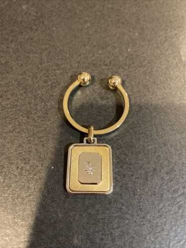 Vintage CHRISTIAN DIOR CD Logo Brown Leather Key Ring Chain