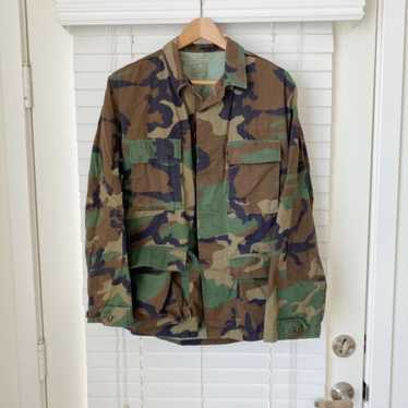 Vintage US Army 70s VTG Military Woodland Camo Camouf… - Gem