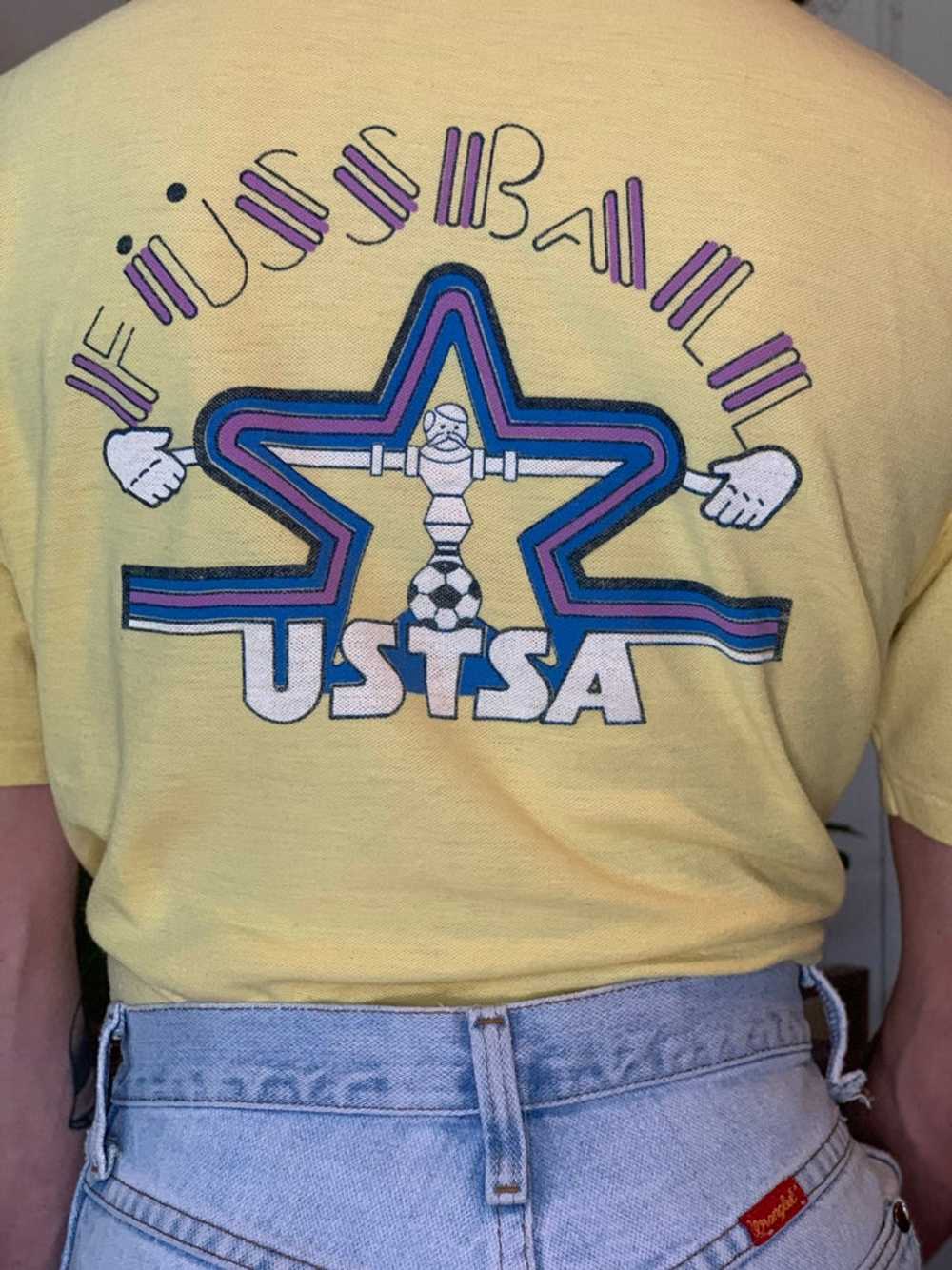 Vintage 80s FÜSSBALL USTSA Polo shirt! - image 1