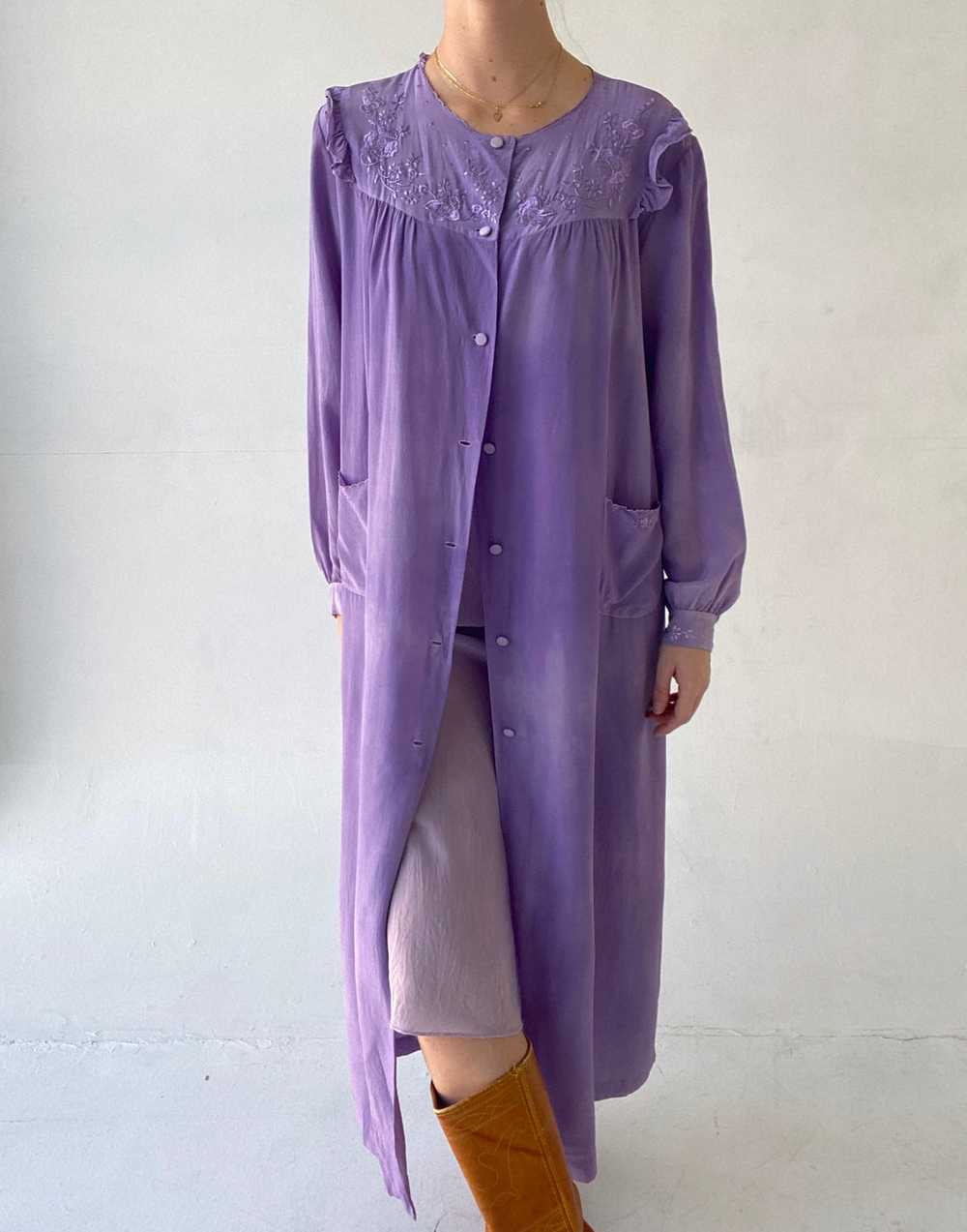 Hand Dyed Deep Purple Silk Robe - image 1