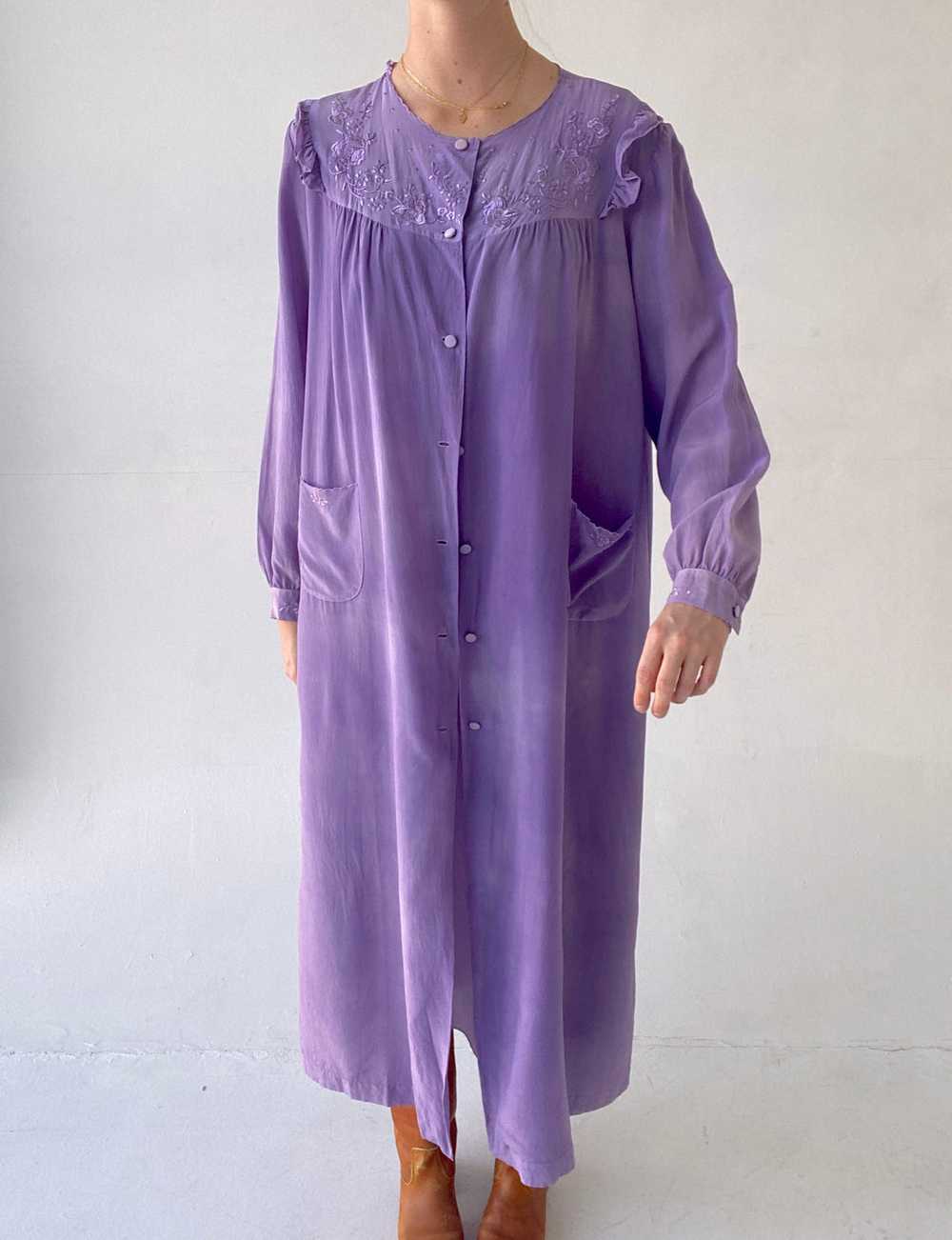 Hand Dyed Deep Purple Silk Robe - image 2