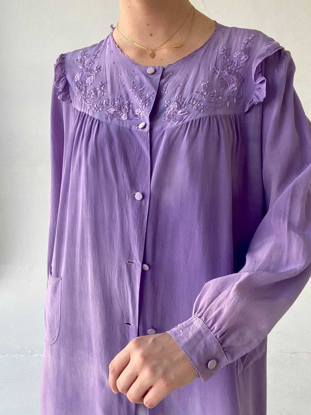 Hand Dyed Deep Purple Silk Robe - image 3