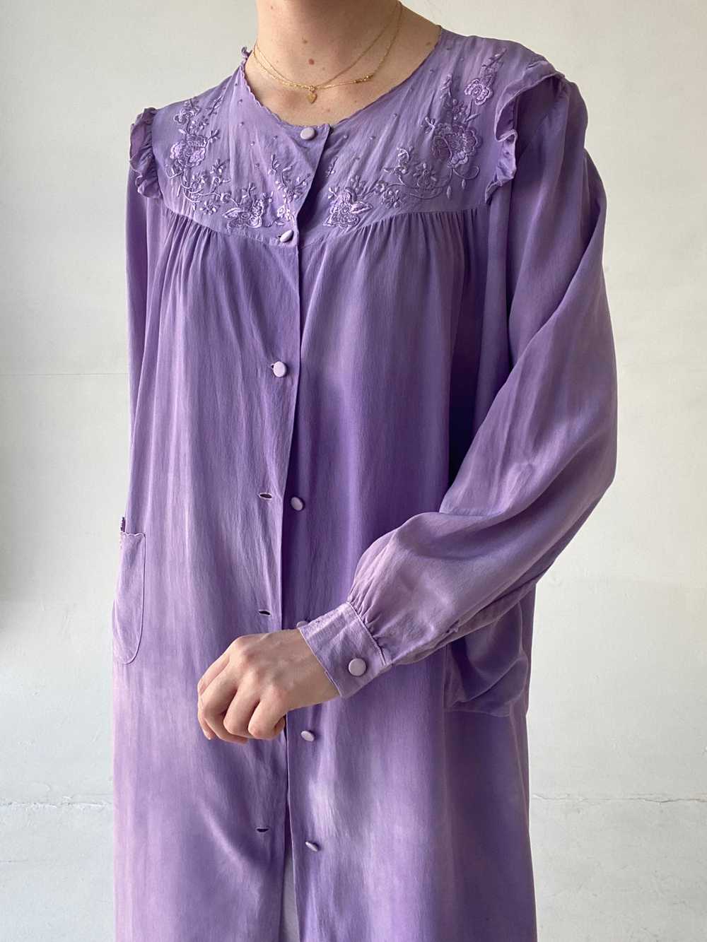 Hand Dyed Deep Purple Silk Robe - image 4