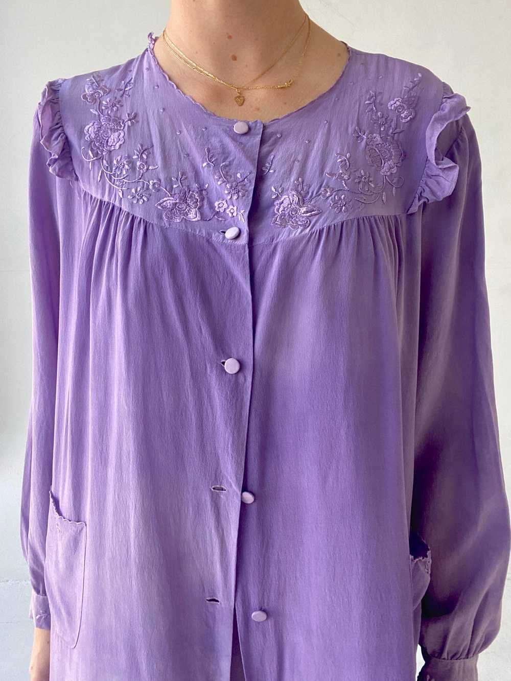 Hand Dyed Deep Purple Silk Robe - image 6