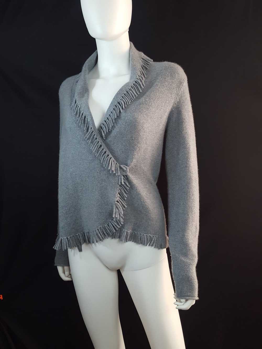 Magaschoni Cashmere Fringe Wrap Sweater Size XS - image 1