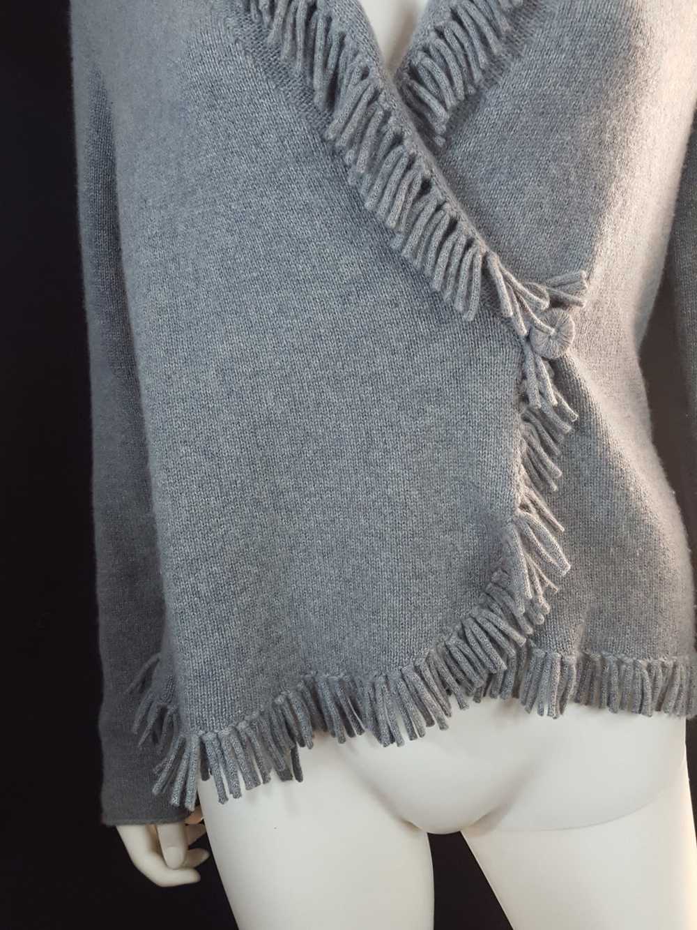 Magaschoni Cashmere Fringe Wrap Sweater Size XS - image 5