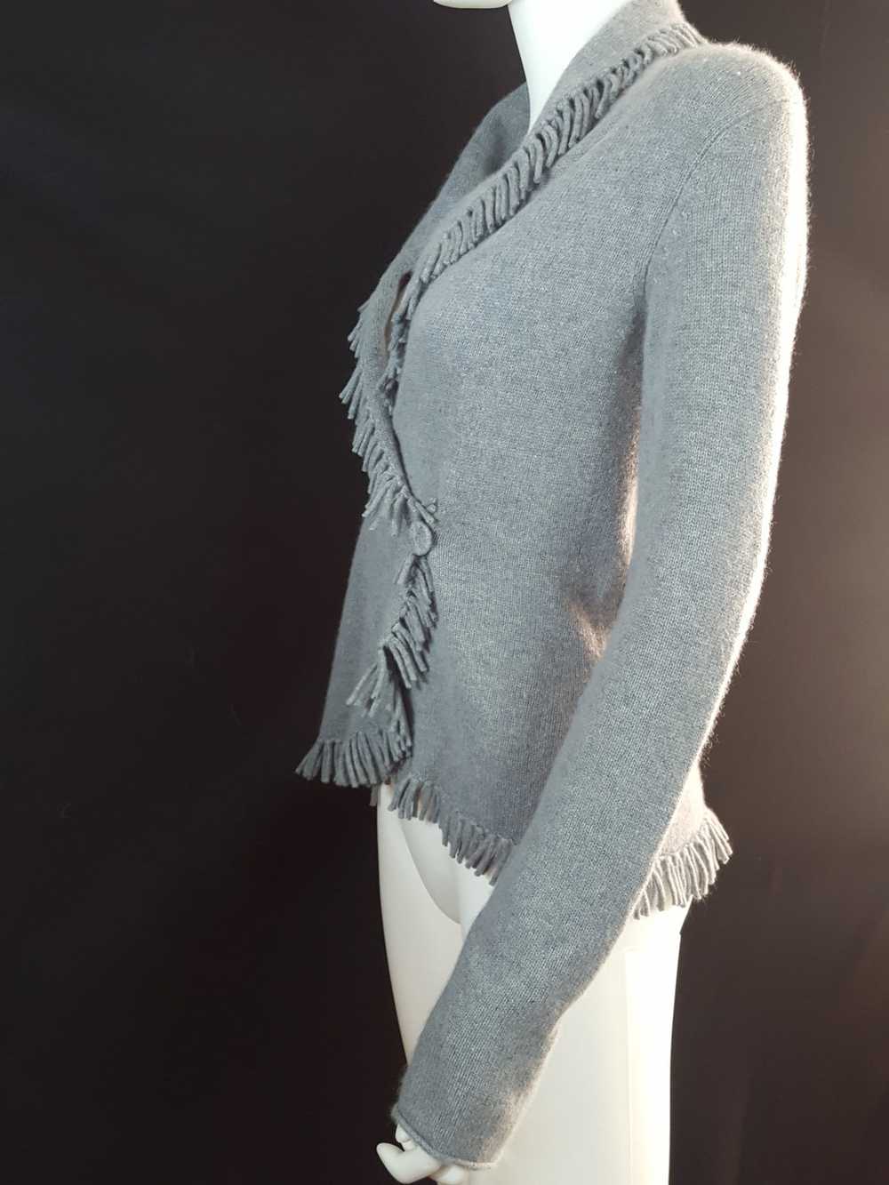Magaschoni Cashmere Fringe Wrap Sweater Size XS - image 6