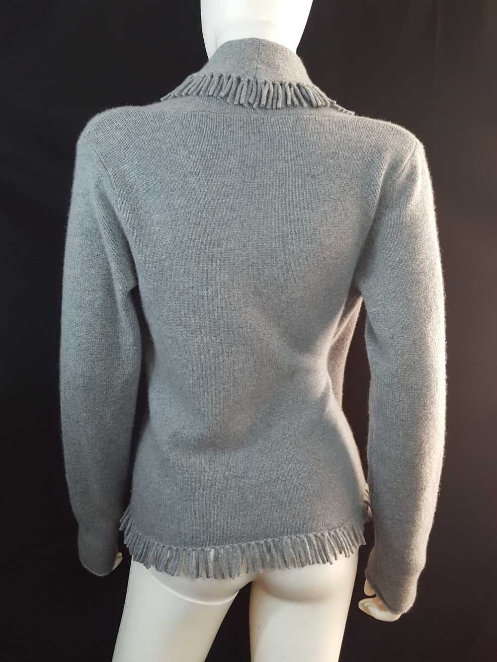 Magaschoni Cashmere Fringe Wrap Sweater Size XS - image 7