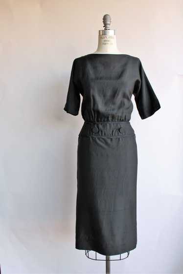 Vintage 1950s 1960s Black Silk Dress by Carl Nafta