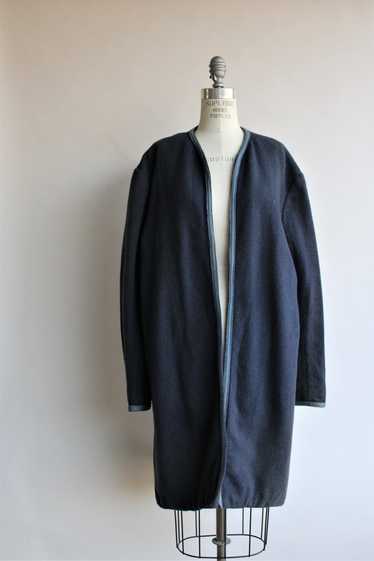 Vintage 1950s 1960s Coat In Navy Blue Wool - image 1