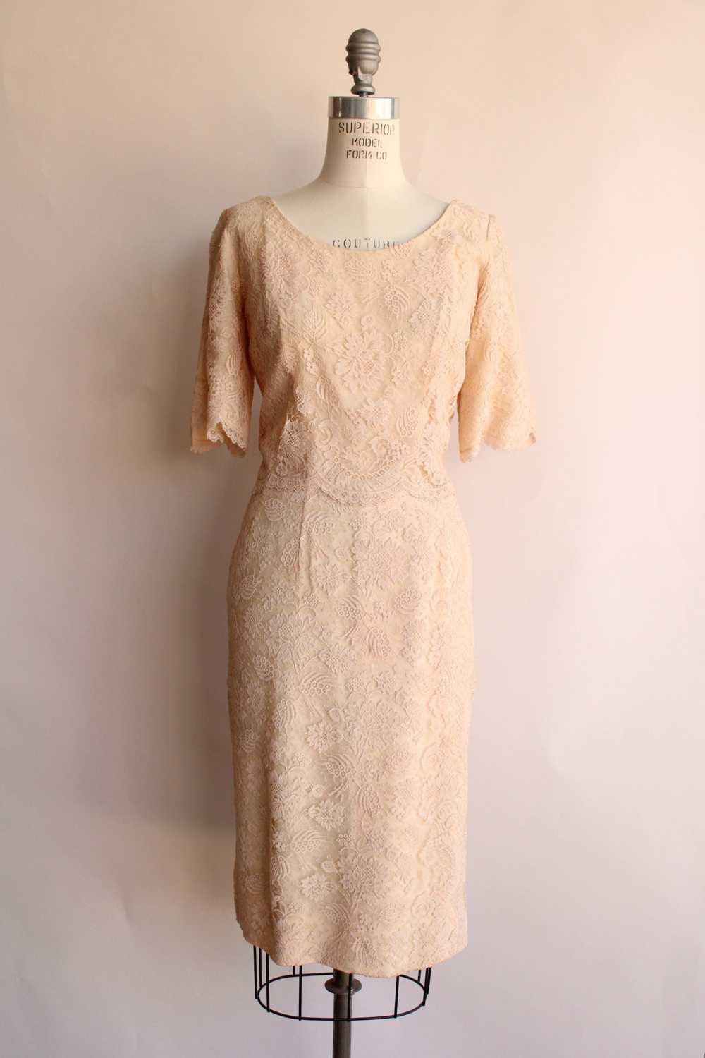 Vintage 1960s Blush Illusion Lace Dress - image 1